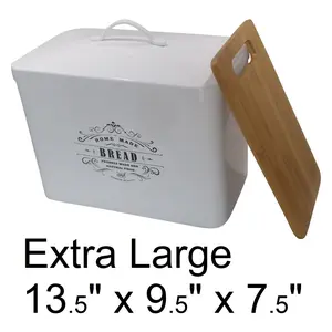 Premium Presents Metal bread box + cutting board. Storage bin kitchen decor. Kitchen storage container. breadbox basket. kitchen countertop organizer. Tin box.