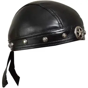 Star Studded Cap Wrap Biker Leather Cool Stylish Black