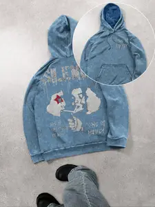 Men's Regular Fit Graphic Print Hoodie, Casual Comfy Hooded Sweatshirt for Daily Wear, Men's Clothes for Winter, Cotton