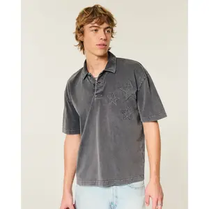 Hollister Boxy Heavyweight Cotton Star Applique Polo