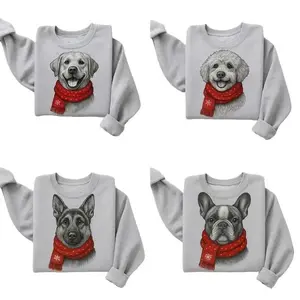 Santa Paws Christmas Dog SPORT GREY Sweatshirt – 50 Dog Breeds in Festive Santa | Gildan Unisex Holiday Pullover