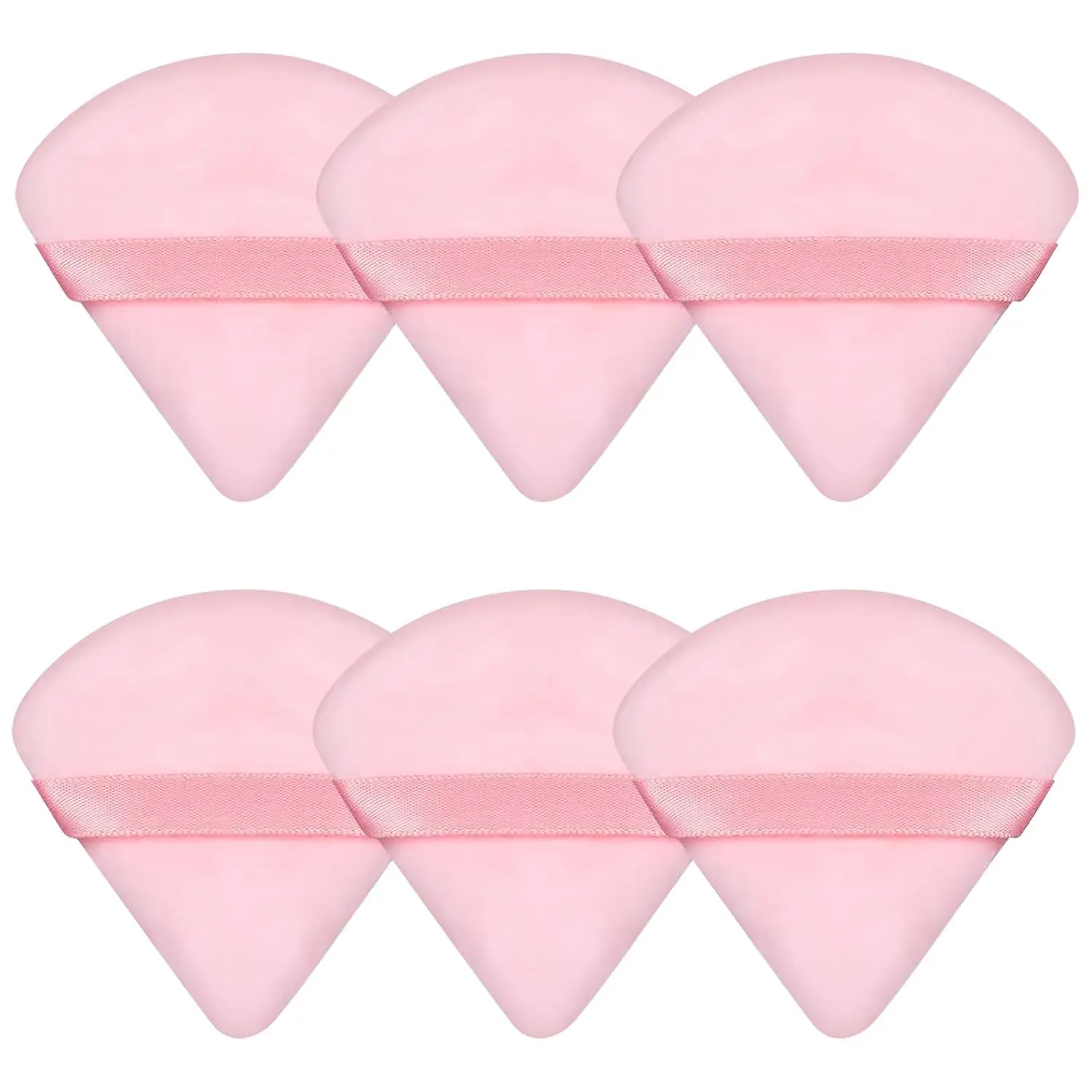 6pcs Cotton Powder Puff Face,Triangle Cosmetics super soft for Both dry and wet Makeup Setting/Concealer/Loose and Body Powder/Foundation/Blush Makeup Sponge Set, Beauty Makeup Tools (Pink)