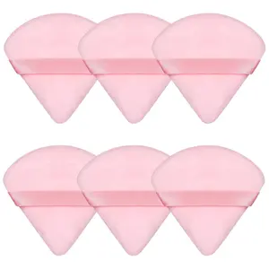 6pcs Cotton Powder Puff Face,Triangle Cosmetics super soft for Both dry and wet Makeup Setting/Concealer/Loose and Body Powder/Foundation/Blush Makeup Sponge Set, Beauty Makeup Tools (Pink)