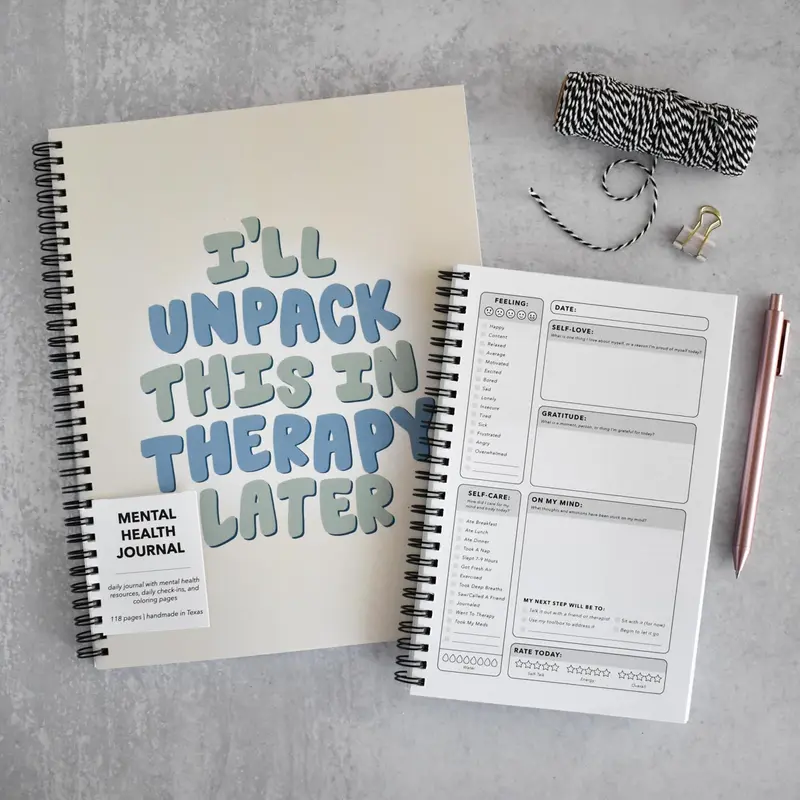 I'll Unpack This In Therapy Mental Health Journal - Daily Self Care Journal with Check-Ins, Resources, and Coloring