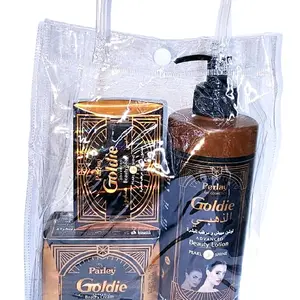 Parley Cosmetics Goldie Set Body Lotion Cream Face & Soap - Moisturizing Skincare Formula with Pearl & Shine Ingredients Comfort Formula Moisturizer