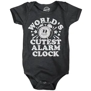 Worlds Cutest Alarm Clock Baby Bodysuit Funny Sarcastic Graphic Novelty Jumper for Infants Funny Baby Onesies Funny Sarcastic Onesie Novelty Onesie Black -