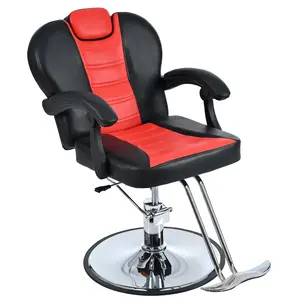 Dreamzon Classic Reclining barber Chair Salon Chair for Hair Stylist with Heavy Duty Hydraulic Pump, 360° Rotation, Tattoo Chair  Shampoo Beauty Salon Equipment,  Max Load Weight 330 Lbs, Red & Black