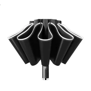 Women's Automatic Folding Umbrella, Night Reflective Glue Sun Protection Rain Gear, Durable Lightweight Design