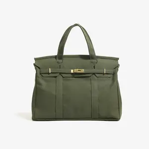 Canvas Tote Bag for Women New Arrival Luxurious Niche Design Color-Blocked Handbag Spacious Commuter Tote Versatile Everyday Bag