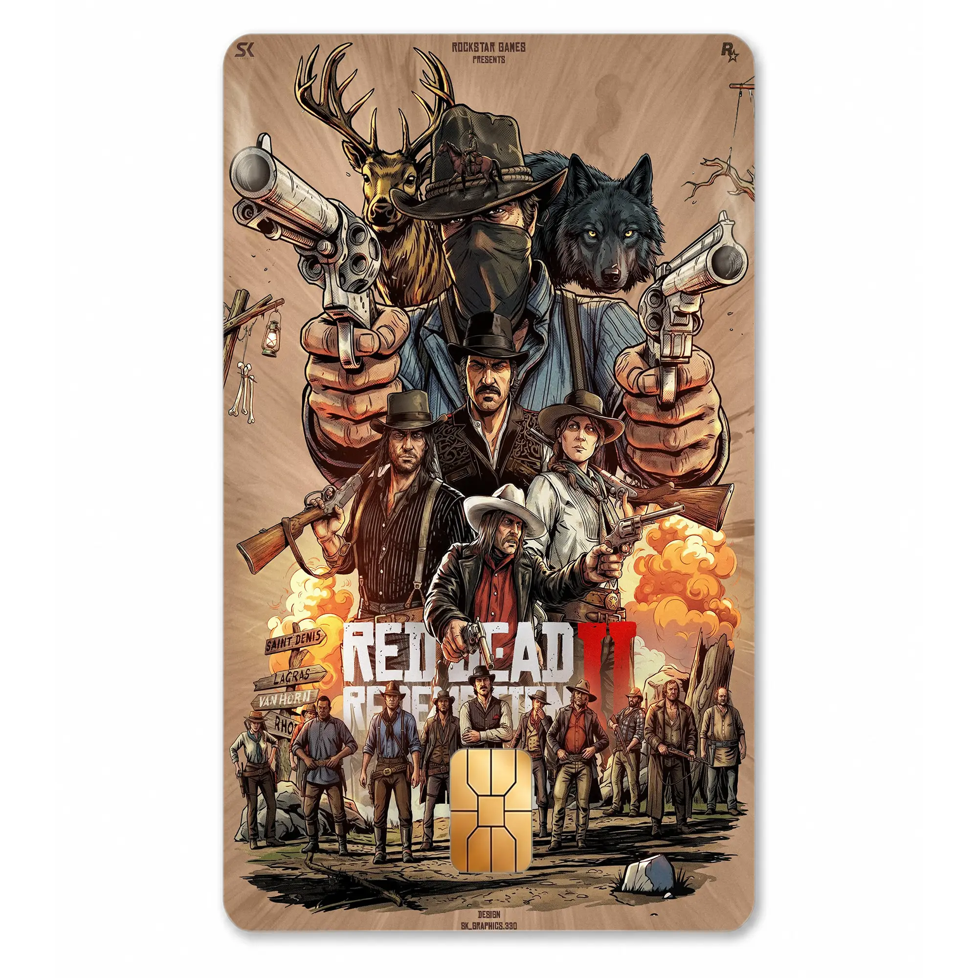 Vintage Rockstar Games Card Skin, Red Dead Redemption II Wallet Sticker, Arthur Morgan Inspired Debit Card Decal, Cowboy Gamer Gift, Western Accessory