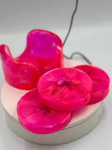 Handmade Pink Resin Coaster Set