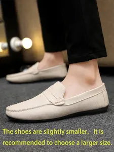 Men's Casual Loafer Shoes, Slip-On Flat Comfortable Moccasin Style, Formal Low-Top Penny Loafers, Rubber Sole Artificial Leather Upper