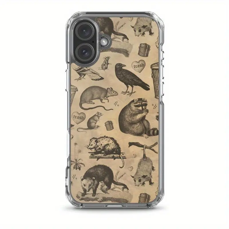 Unique Vintage Sculpted Animal Sketch Soft TPU Phone Case for iPhone - Wacky Urban Wildlife Raccoon Possum Unique Vintage Sculpted Animal Sketch Soft TPU Phone Case for iPhone - Wacky Urban Wildlife Raccoon Possum