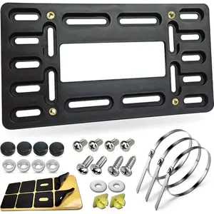 License Plate Bracket Holder-Front License Plate Mounting Kit, Universal Bumper Car Tag Frame Mount Adapter With Stainless Steel Screw Cap, Cable Ties