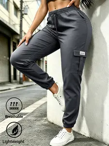Women's multi pocket workwear and ankle pants Elastic waist drawstring casual outdoor work pants Multi color high elasticity loose oversized commuting sweatpants Trendy workwear, fitness, sports, and casual pants