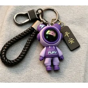 Glowing Astronaut Keychain Cute Spaceman Pendant Luminous Doll Key Ring Couple Decor for Car Bag Backpack Ornament