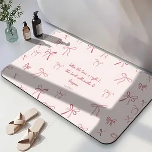 1 PC, 2D eco-friendly diatom mud floor mat, bathroom anti-slip water-absorbing mat, bathroom entrance quick-drying foot mat, household bedroom door mat, Christian Bible scripture printed floor ma