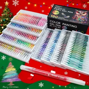 180 Color Premium Acrylic Ink Pen Set, Art Marker Set, Vibrant Watercolor Art Brushes, Essential for Professional Painting, Artists & Designers, Christmas Gift