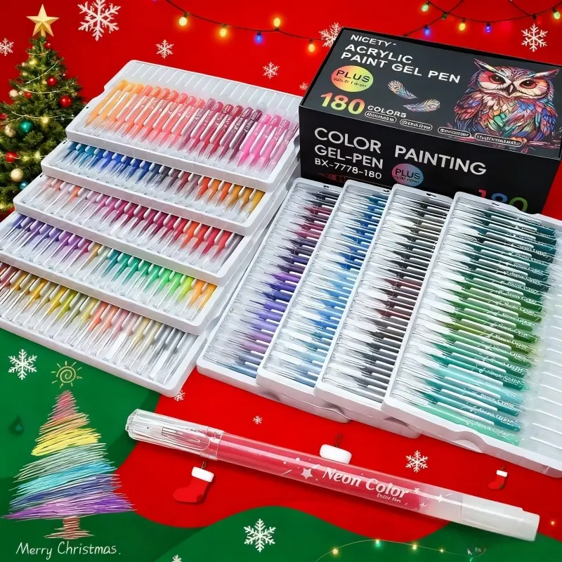 180 Color Premium Acrylic Ink Pen Set, Art Marker Set, Vibrant Watercolor Art Brushes, Essential for Professional Painting, Artists & Designers, Christmas Gift, Acrylic Paint Pens, Art Craft Supplies, Art Drawing Supplies, Art Materials