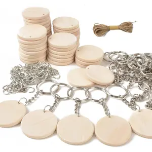 30 count   Slices, 1.5 inch Unfinished  Sign, Unfinished Predrilled Log Discs Wooden Circles with 30 count Key Rings for DIY Crafts Christmas Decorations Ornaments