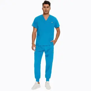 V neck top and jogger pants male scrubs