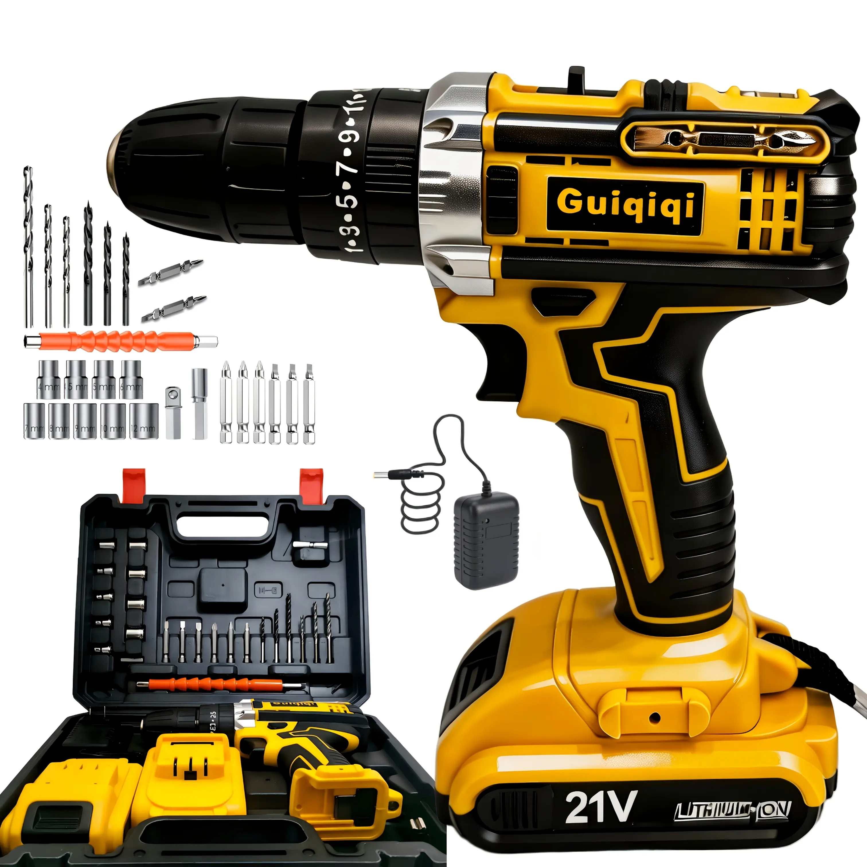 21V Cordless Lithium Drill Electric Screwdriver With Impact Function And Work Light, High Horsepower Household Decoration Tool Father's Day Gift