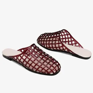 Jelly Slides Shoes for Women Slip On Clear Mesh Flats Closed Toe Jelly Sandals Mules Comfort Summer Slippers