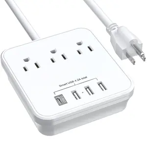 Cruise Essentials Power Strip (White) – 6 Ft, 3 Outlets + 4 USB (1 USB-C), Non Surge Protector, ETL Listed