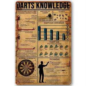 Vintage Dart Knowledge Metal Sign - Frameless Wall Art for Coffee Shops, Bars, Clubs, and Home Decor