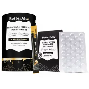 BetterAlt GOLD+ Shilajit Honey Sticks + Shilajit Dry Drops | Helps Improve Energy, Stamina | One Month Dietary Supplement BetterAlt GOLD+ Shilajit Honey Sticks + Shilajit Dry Drops | Helps Improve Energy, Stamina | One Month Dietary Supplement