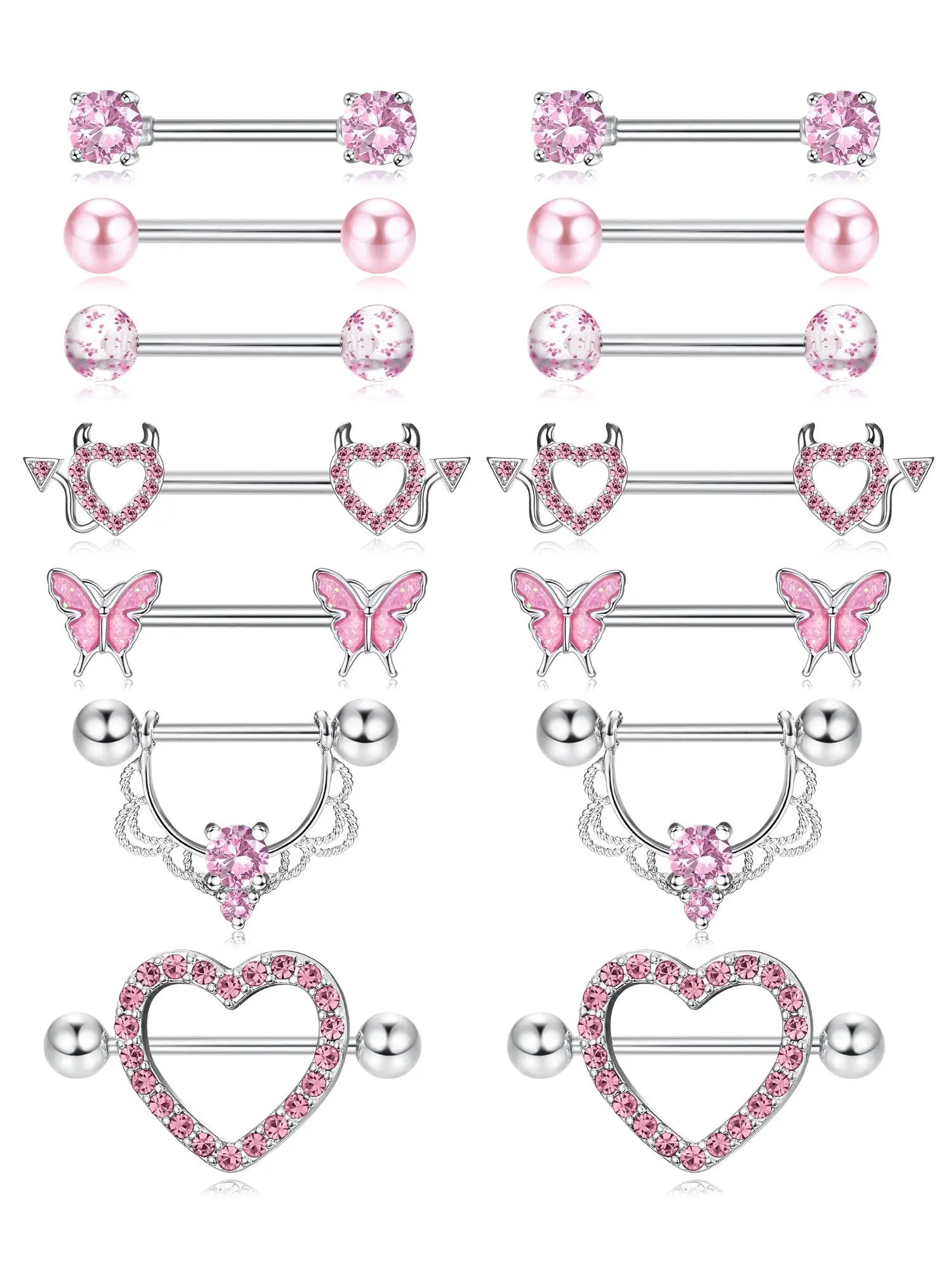 A. Pink 14G Nipple Rings