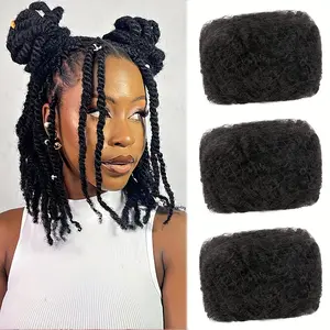 Hot Sell NEW 8-Inch Afro Kinky Bulk Hair for Micro Twists - 3pcs Real Human Hair Extensions, Black Boho Braids & Loc Repair, Soft & Textured Afro Curly Hair for Women