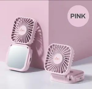portable folding fan with makeup mirror