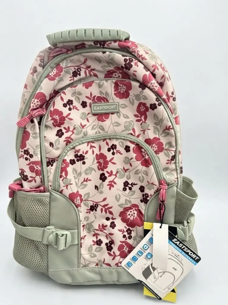 Eastsport Floral Backpack with Multiple Pockets and Adjustable Straps for Everyday Use