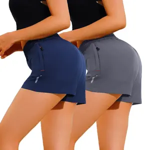 Women’s casual athletic shorts, 2-pack; suitable for outdoor sports, fitness, running, and everyday wear; women’s shorts, athletic shorts, womenswear, fashionable and versatile.