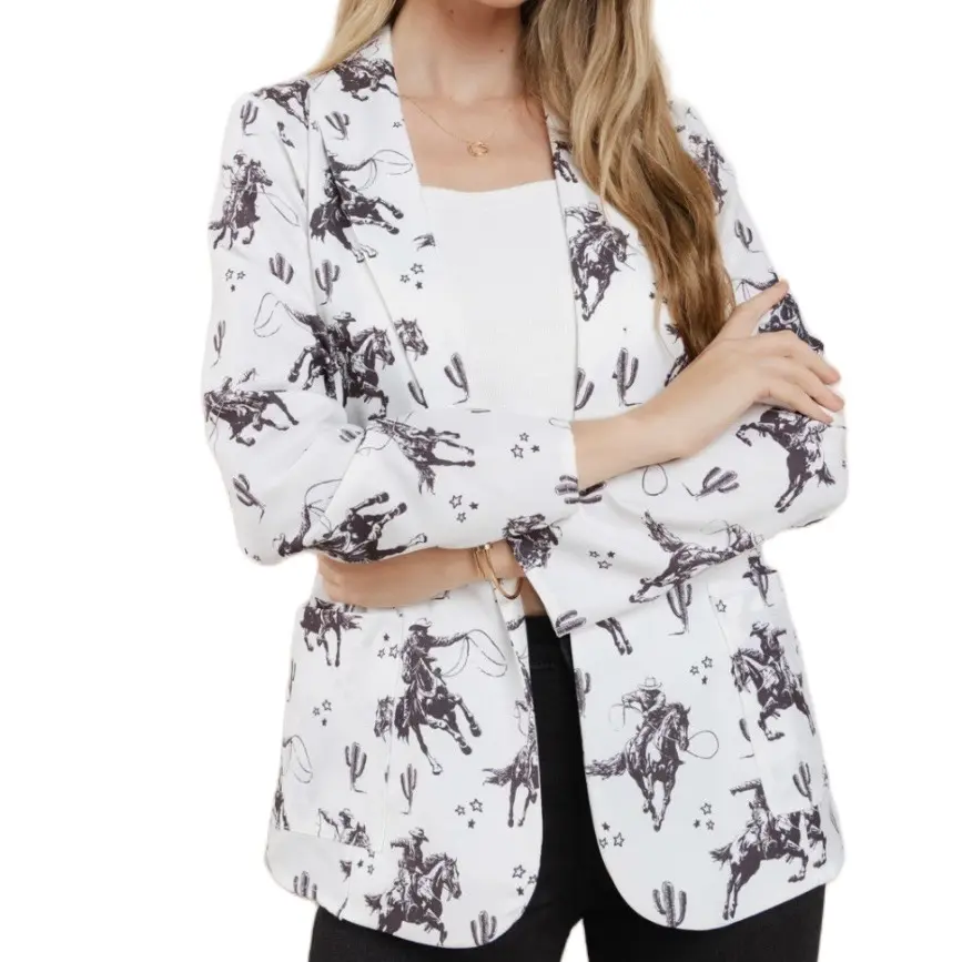 “Western critter” long sleeve blazer jacket