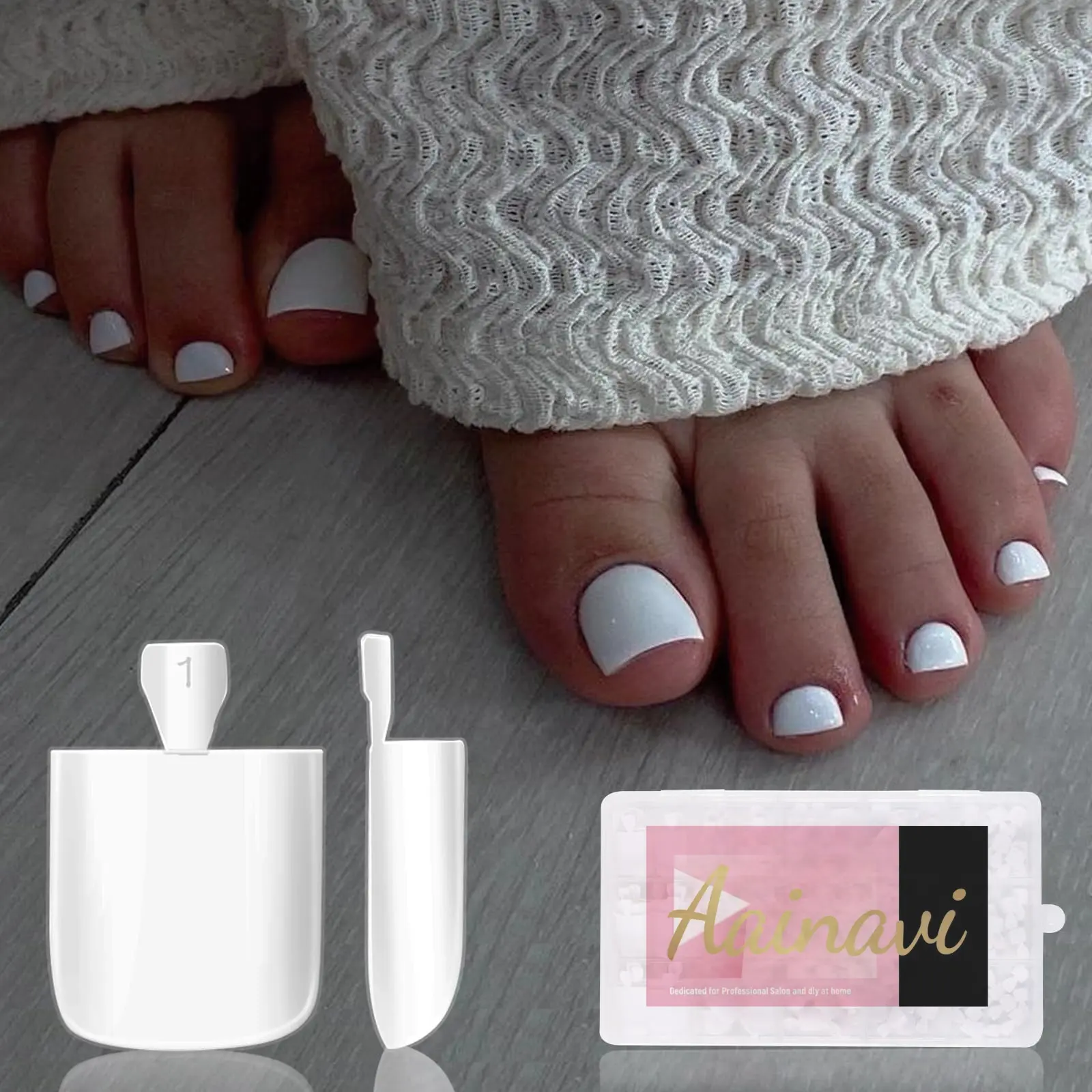 French Tip Square Soft Gel Press On Nails – 150Pcs Matte Baby Pink Toenail Press On Nails, 15 Multi-Size Tips for DIY Pedicure, Easy Apply Long-Lasting Reusable Press-On