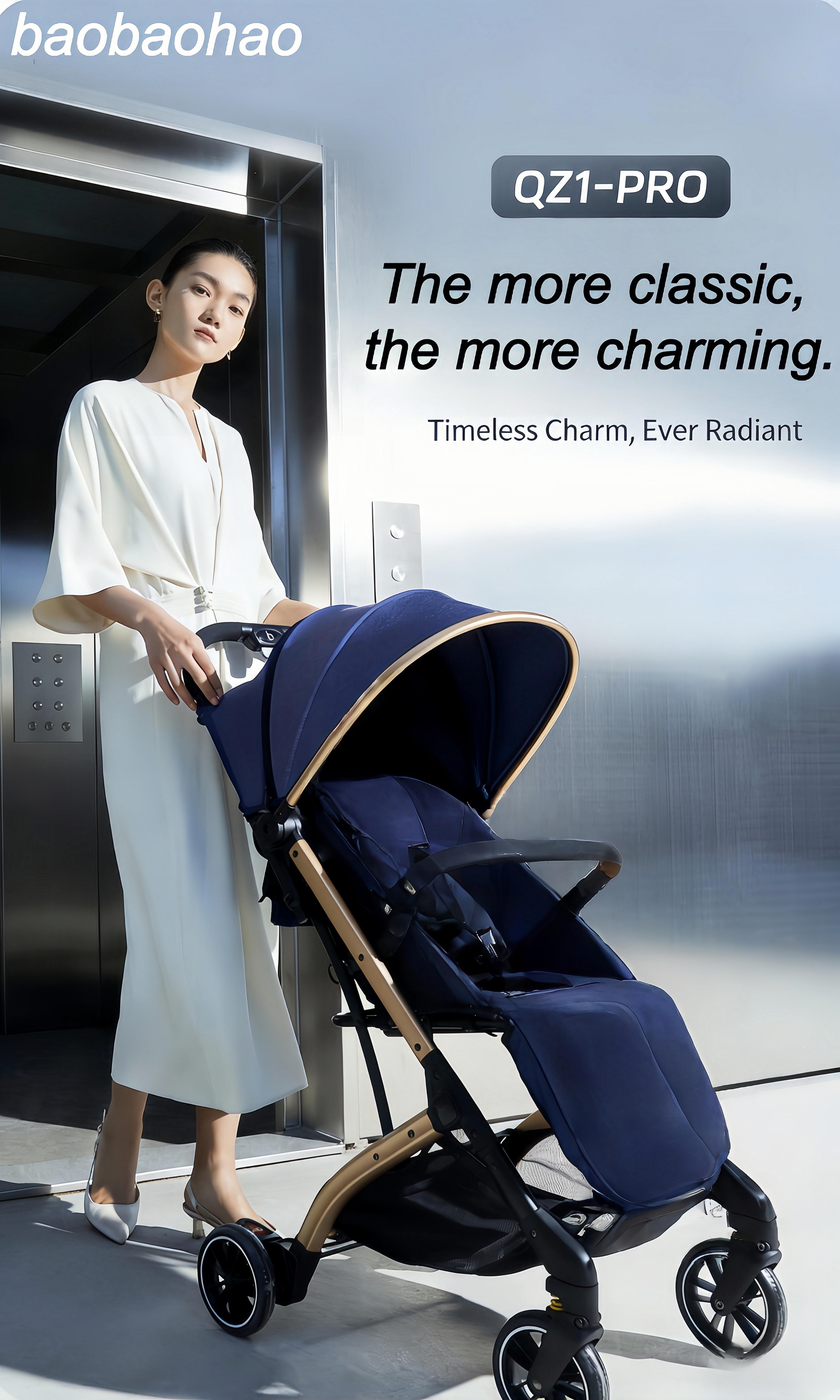 Baobaohao QZ1-Baby Stroller – Wider Cabin for Easy Outings, Seats & Lays Flat, Full Wind Protection, Breathable Mesh for Summer, Lightweight & Foldable, Suitable for Newborns to Age 3