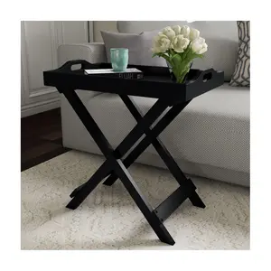 Lavish Home Folding End Table Stand with Removable TV Tray