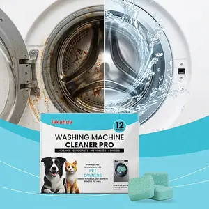 Jakehoe Washing Machine Cleaner Tablets, Cleaning Household Washer Tub Deep Cleaner for Front Load & Top Load Washers, Removes Stains, Limescale, Pet Hair & Odor, 12Pcs