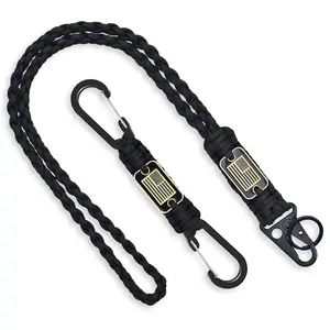 Heavy Duty Paracord Lanyard Necklace, 550 Braided Keychain Lanyard Strap with USA Flag, Tactical Lanyard Set for Men Outdoor Activities