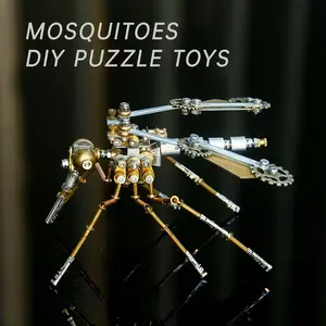 DIY Mechanical Steampunk Gear Mosquito a Model Kit, 3D Insect Puzzle Set for Collecting Home Decor, Creative High Difficulty Handmade Art Gift