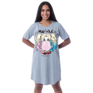 DC Comics Women's Harley Quinn Mad Love Nightgown Sleep Pajama Shirt