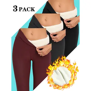 3-Piece combination women's fleece leggings, high-waisted thickened trousers, and thin autumn and winter yoga pants