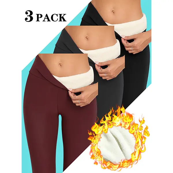 3-Piece combination women's fleece leggings, high-waisted thickened trousers, and thin autumn and winter yoga pants