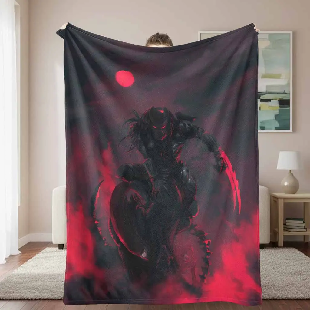 Alien vs Predator Flannel Fabric Blanket - Alien Graphic Blankets, Xenomorph Hunter Graphic Print, Ultra-Soft Lightweight Anti-Pilling Throw, Indoor/Outdoor for Movie Nights, Dorm Decor, Ideal Couch Accent & Birthday Gift
