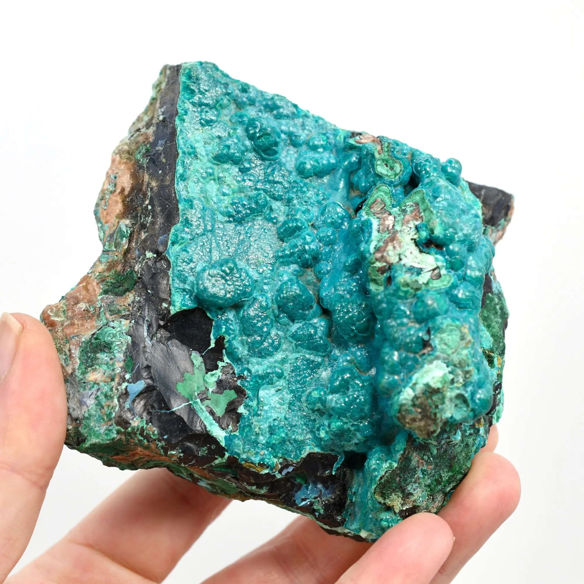 4.3in 360g Raw Silica Chrysocolla x Malachite Crystal, Congo cr3