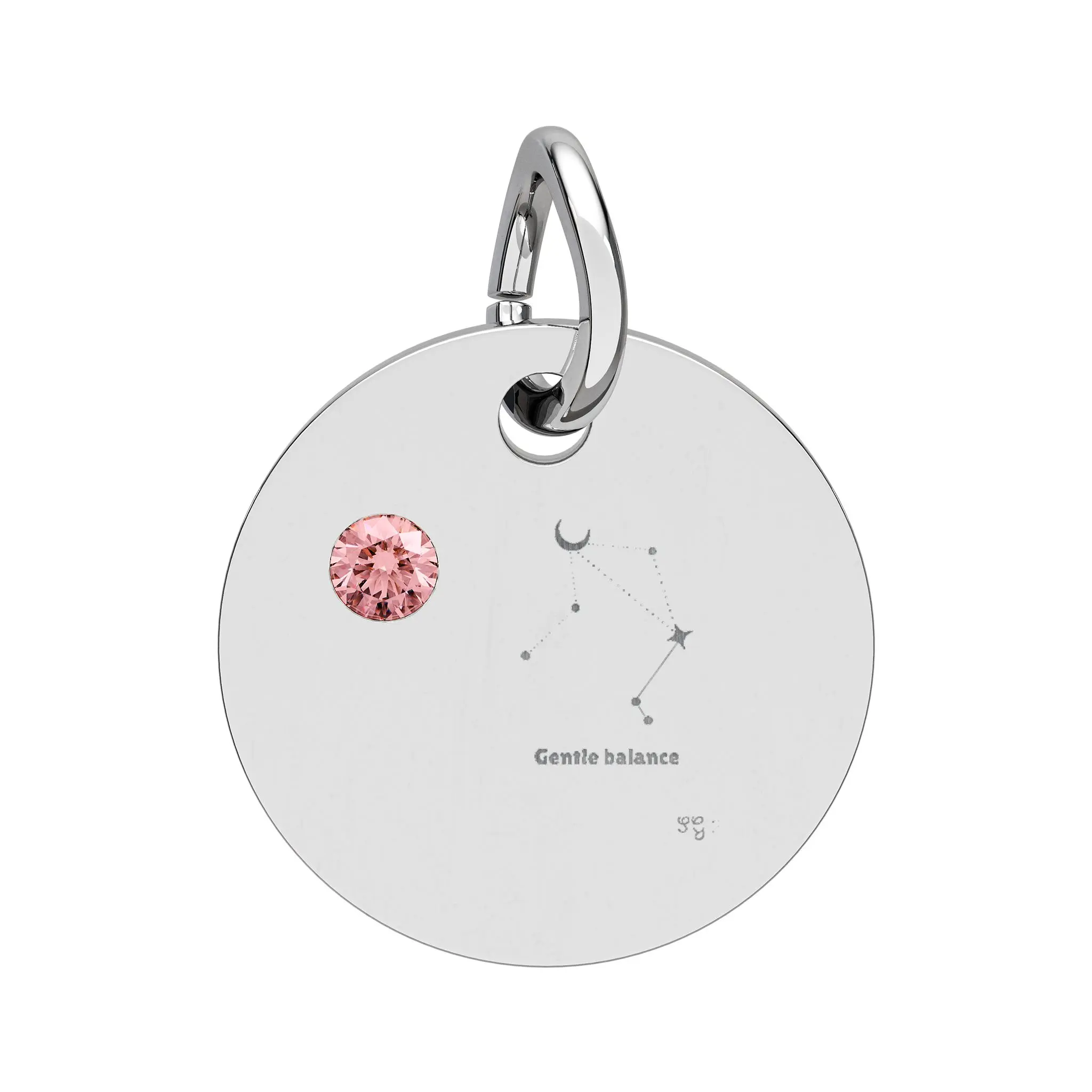 Libra Tourmaline Birthstone Circle Charm engraved pendant | Premium collection