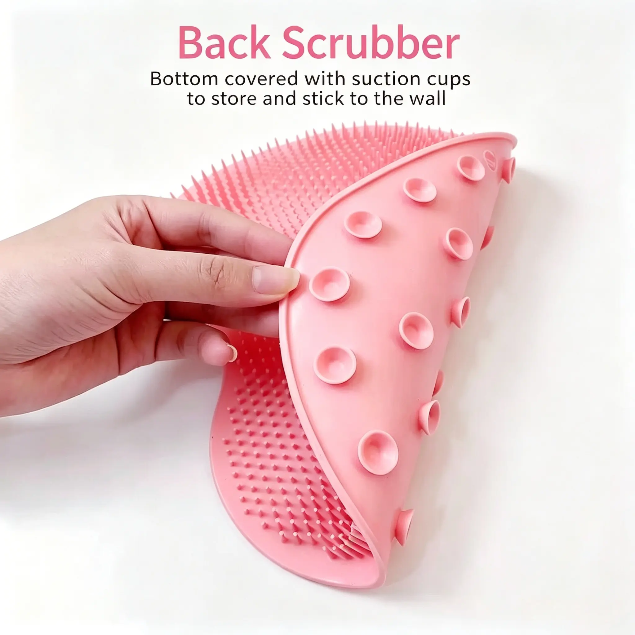 Exfoliating Silicone Body Scrubber Mat for Shower, Wall Mount Back Massager with Strong Suction, Personal Bath Accessory, 30 x 25cm