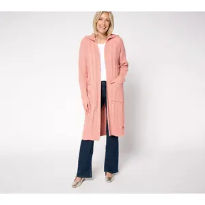 Peace Love World Regular Open Front Hooded Duster Cardigan